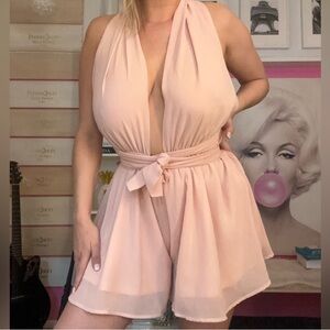 Pink Halter Flowy Romper